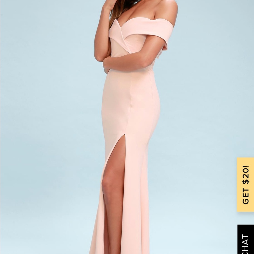 Blush Pink off shoulder maxi dress